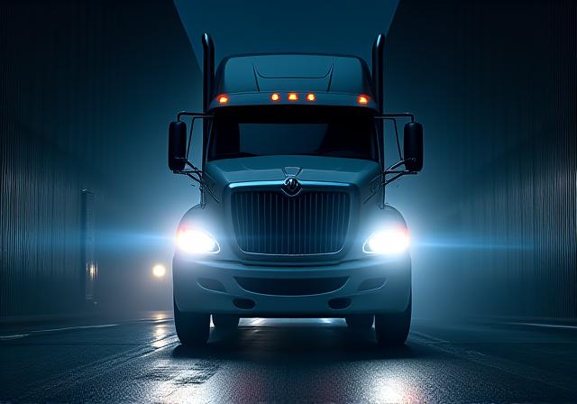 Professional freight delivery at night